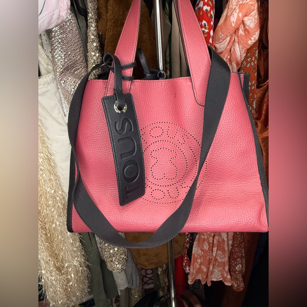 Tous Coral Leather Tote Bag